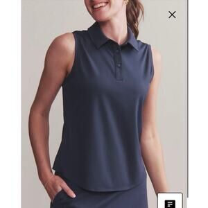 NWOT Women’s Rhone Course to Court Sleeveless Polo in Navy SZ M